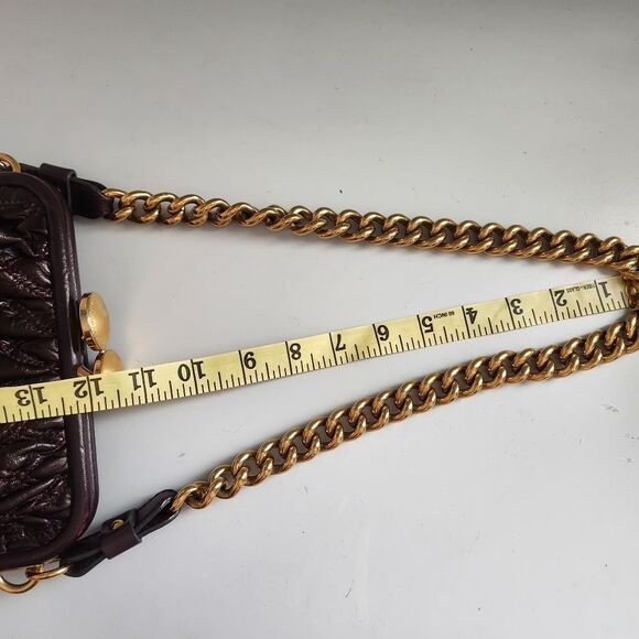 Marc Jacobs Quilted Leather Stam Bag In Dark Purple With Gold Chain - Picture 14 of 14